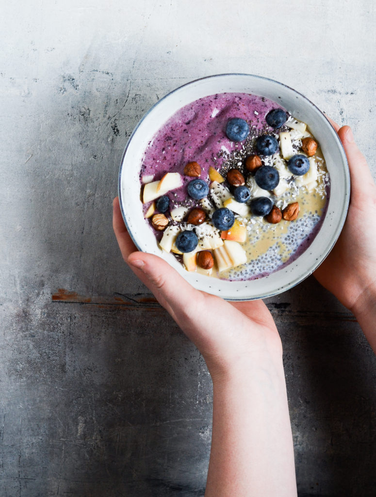 blåbærsmoothie med chiagrød