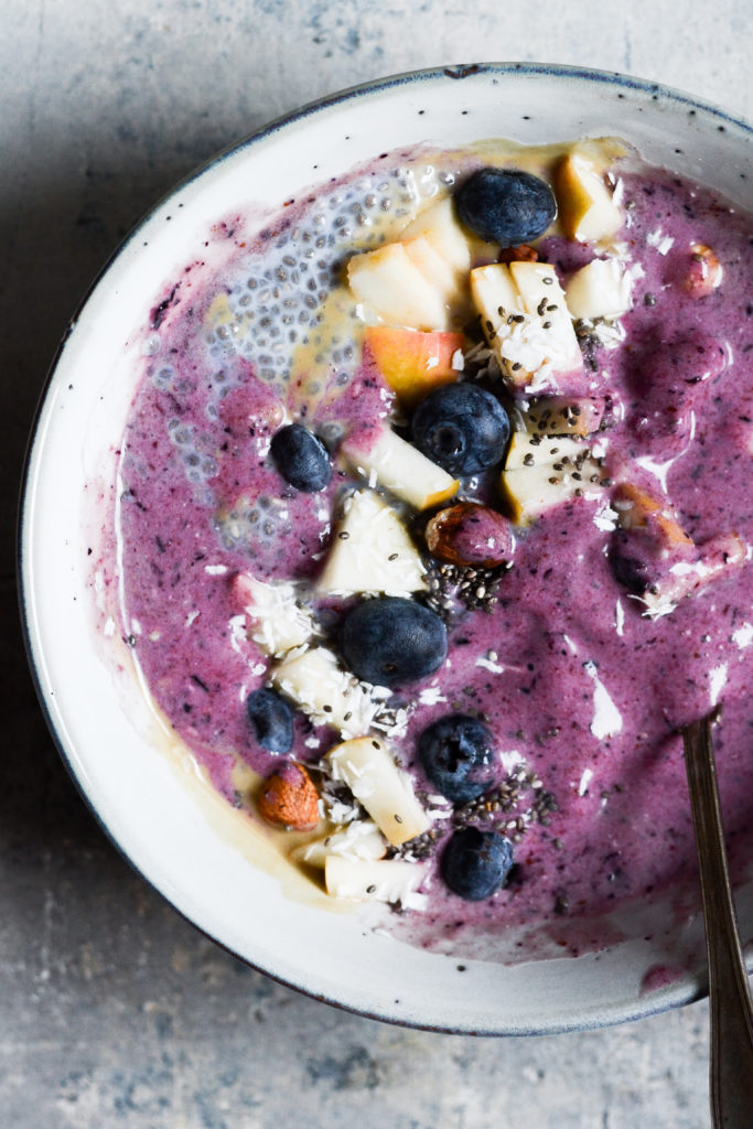 blåbærsmoothie med chiagrød