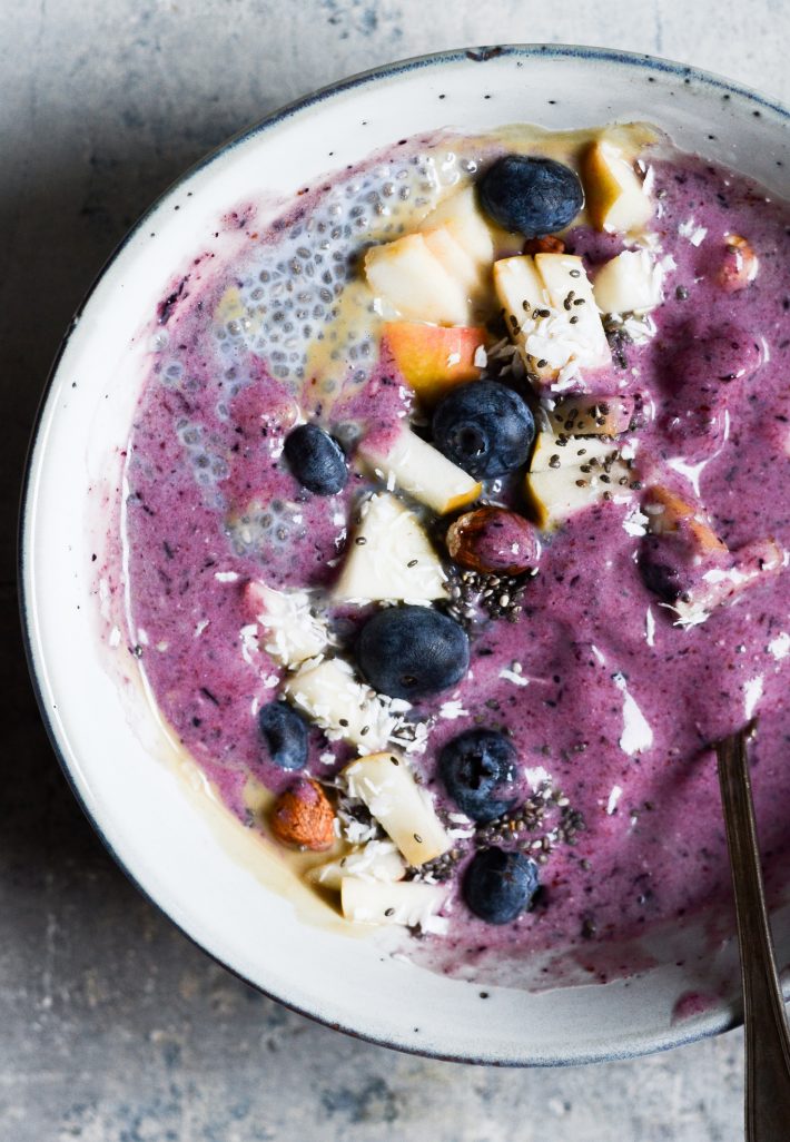 blåbærsmoothie med chiagrød